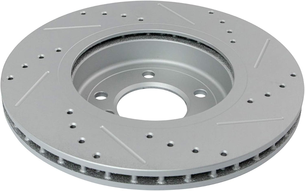 TRQ Performance Front Brake Pad and Rotor Set Ceramic Coated Drilled Slotted Vented Rotors Compatible with 2001-2006 BMW 330Ci 2001-2005 330i 330xi 2006-2008 Z4