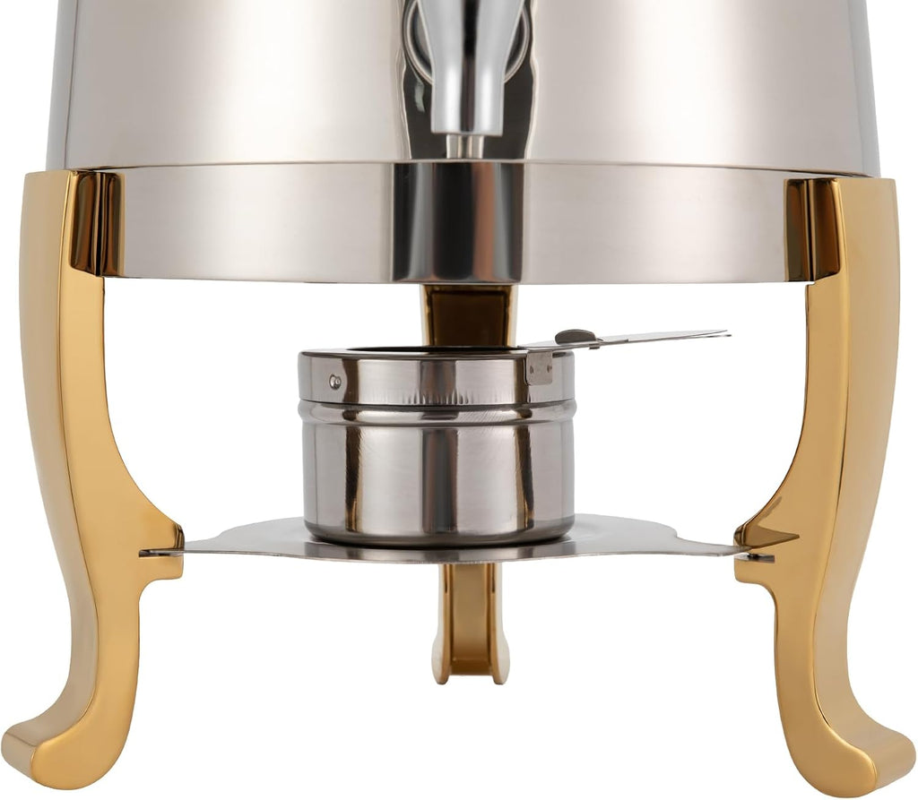 3.43 Gallon/13L Hot Beverage Dispenser,Food Grade Stainless Steel Coffee Chafer Hot Drinks Dispenser with Faucet&Fuel Tray,Alcohol-heating for Home,Hotel,Party,Restaurant,Gold