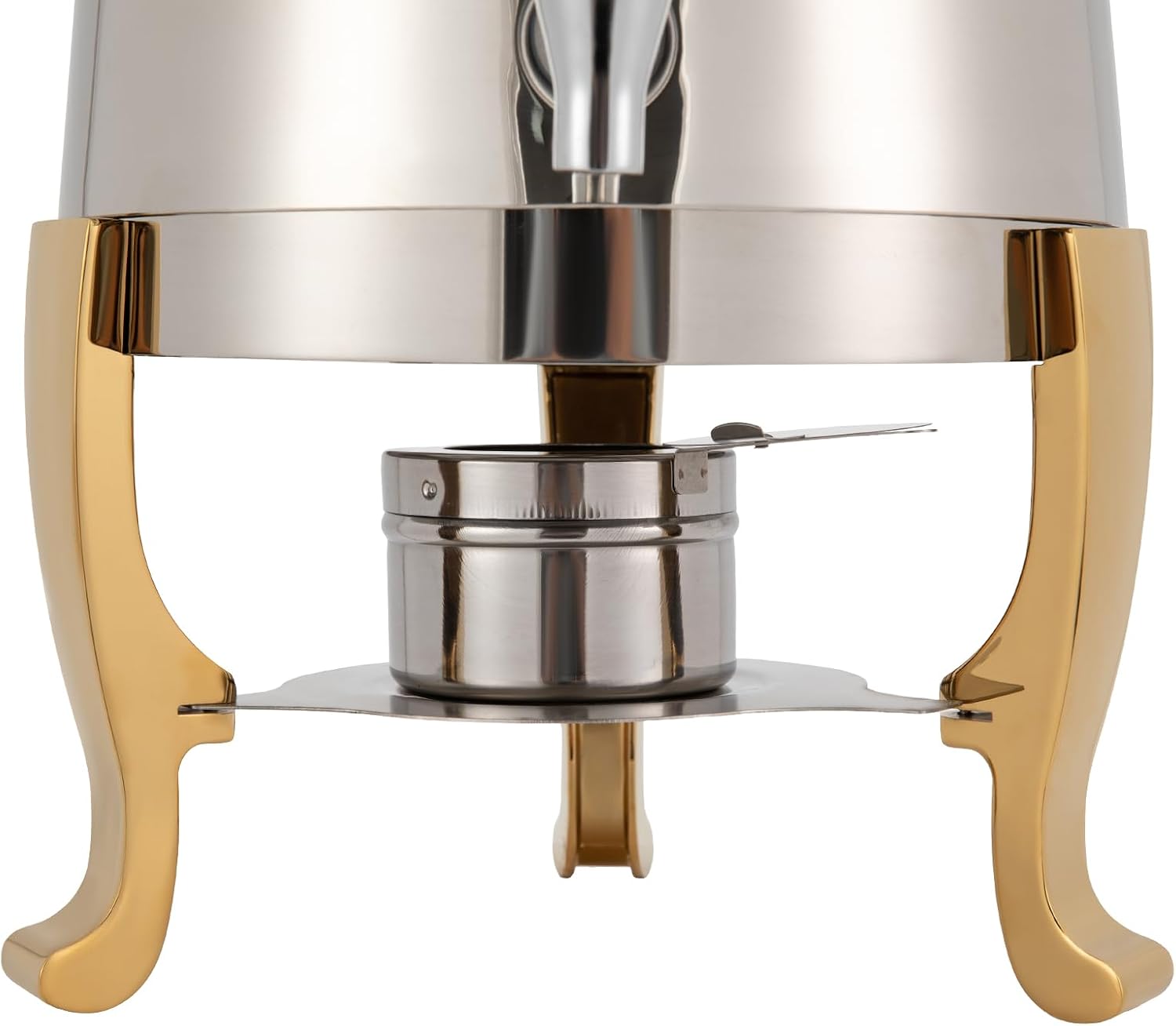 Hot Beverage Dispenser Chafer Urn with Fuel Holder, 13L Stainless Steel Tea Water Coffee Chafer Urn Drinks Dispensers Can with Faucet for Party Buffet Catering, Gold, Fuel/Electric Heating