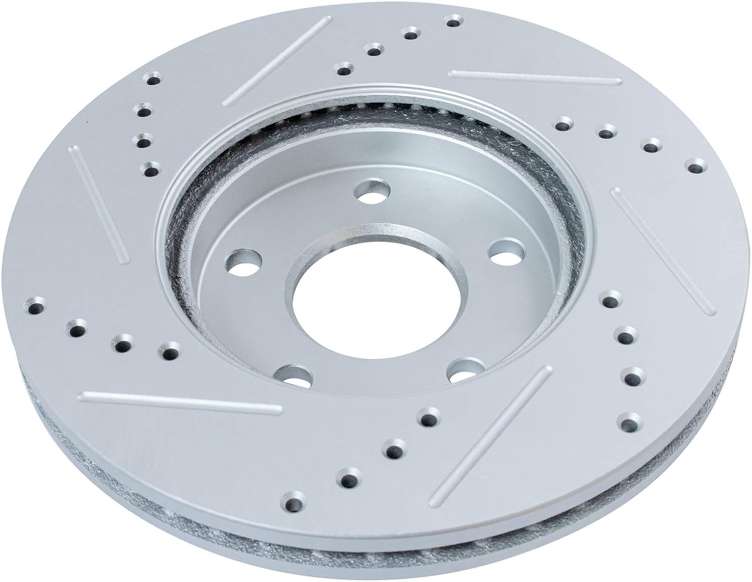 TRQ Performance Front Brake Pad and Rotor Kit Caliper Ceramic Vented Slotted Drilled G-Coated Compatible with 2006-2011 Chevrolet HHR