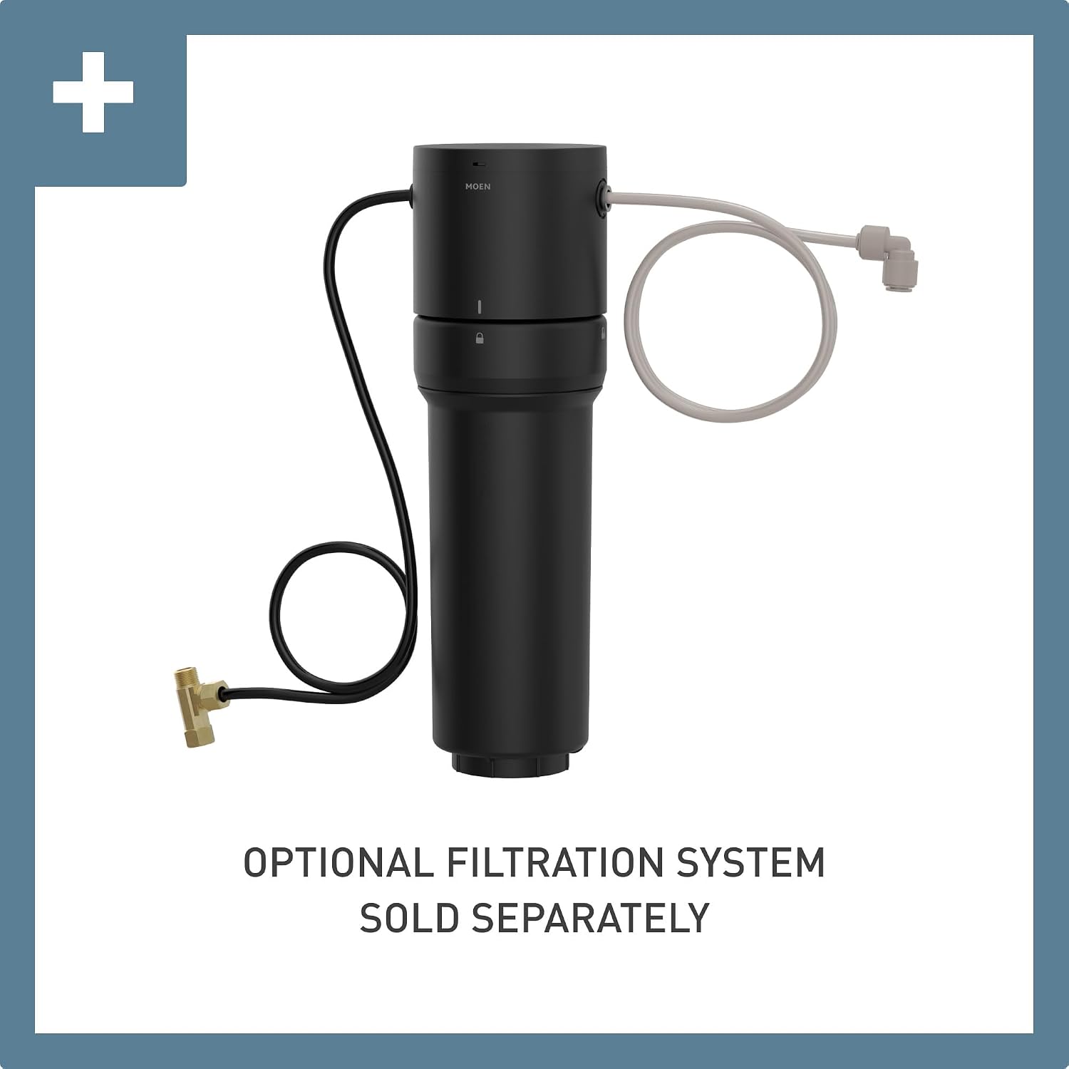 Moen Matte Black Kurv One-Handle High Arc Single Mount Cold Water Beverage Faucet with Optional Filtration System, S5560BL