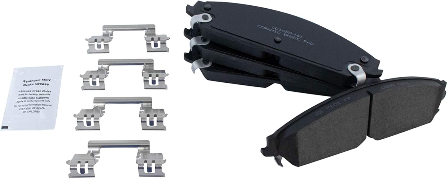 TRQ Performance Front Brake Pad and Rotor Set Ceramic Drilled Slotted G Coated Vented Rotors Compatible with 2005-2019 Chrysler 300 2009-2019 Challenger 2006-2019 Charger 2005-2008 Magnum
