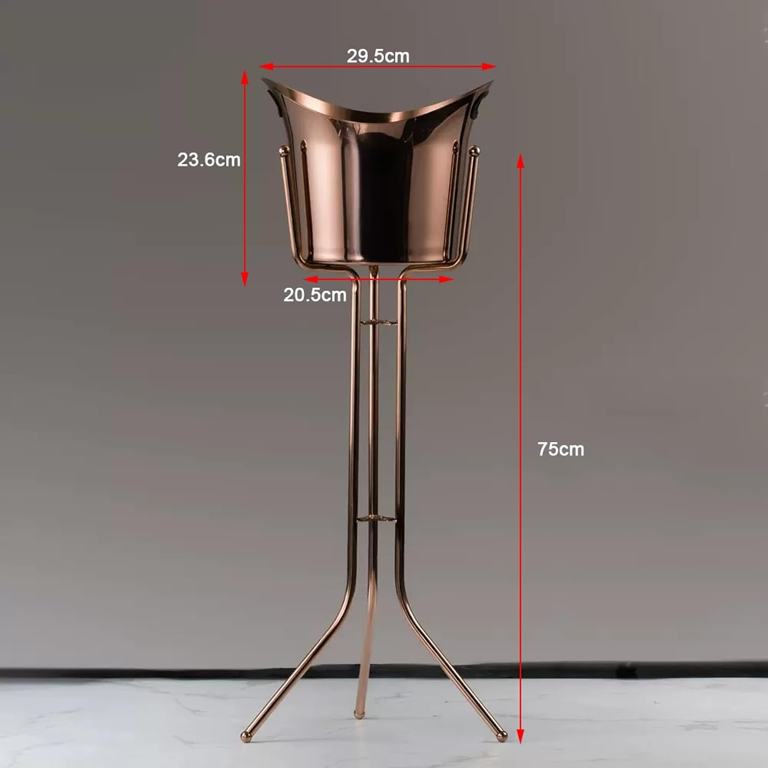 Keep Ice Frozen Longer Ice Bucket with Stand Stainless Steel Floor Wine Bar Vertical Cooler for Indoor and Outdoor for parties(Black)
