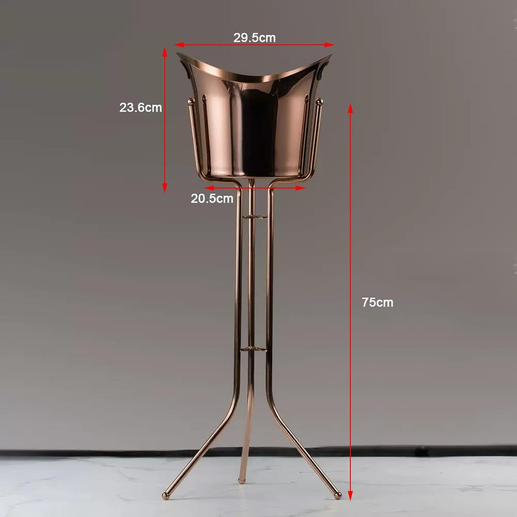 Keep Ice Frozen Longer Ice Bucket with Stand Stainless Steel Floor Wine Bar Vertical Cooler for Indoor and Outdoor for parties(Rose Gold)