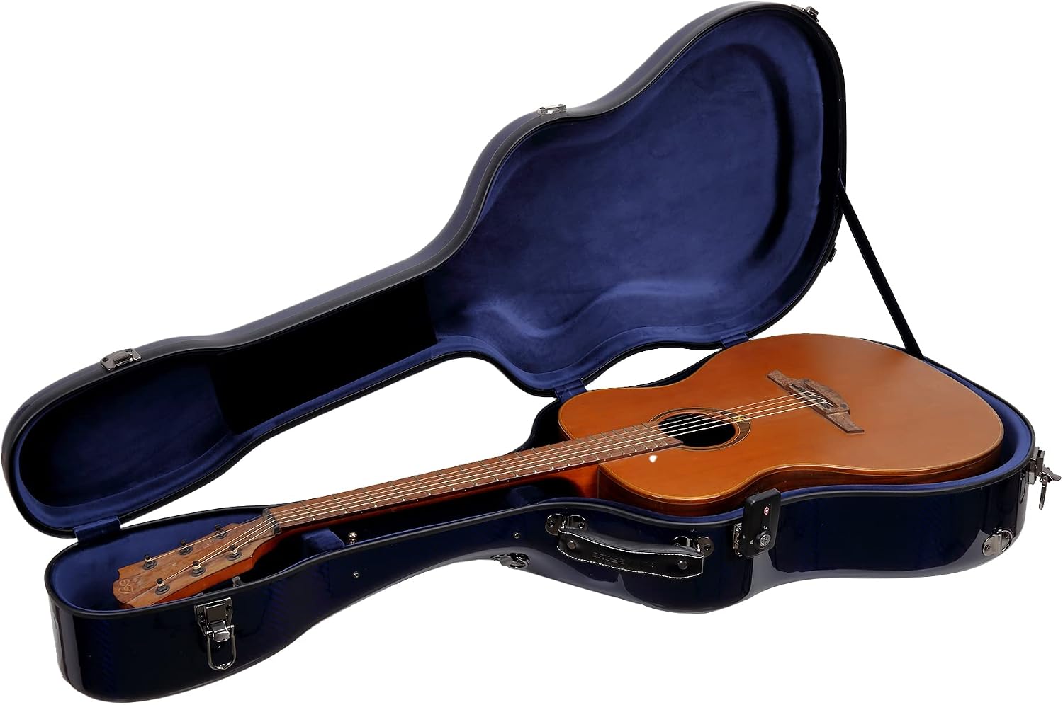 Crossrock Air Carbon Series Guitar Case - Fits 40'/41' Dreadnought Acoustic Guitar - 100% Purity Carbon Fiber Flight Case, Protective Cover, Includes TSA Lock - Blue