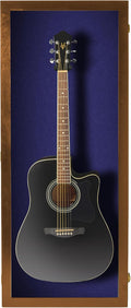 PENNZONI Acoustic Guitar Display Case - Acrylic Acoustic Guitar Case - Guitar Display Case Wall Mount Made from Hardwood Frame & Clear Acrylic - Walnut w/Felt Blue