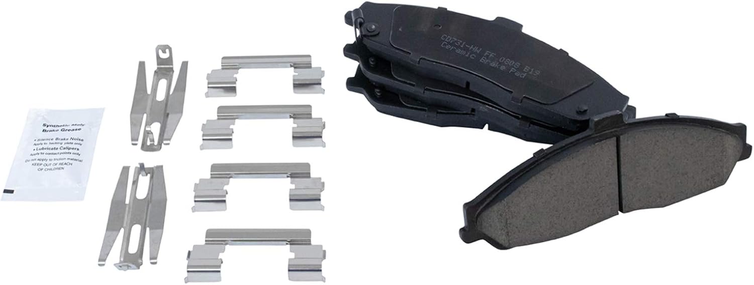 TRQ Performance Front Brake Pad and Rotor Set Ceramic Drilled Slotted G Coated Vented Rotors Compatible with 1997-2004 Chevrolet Corvette
