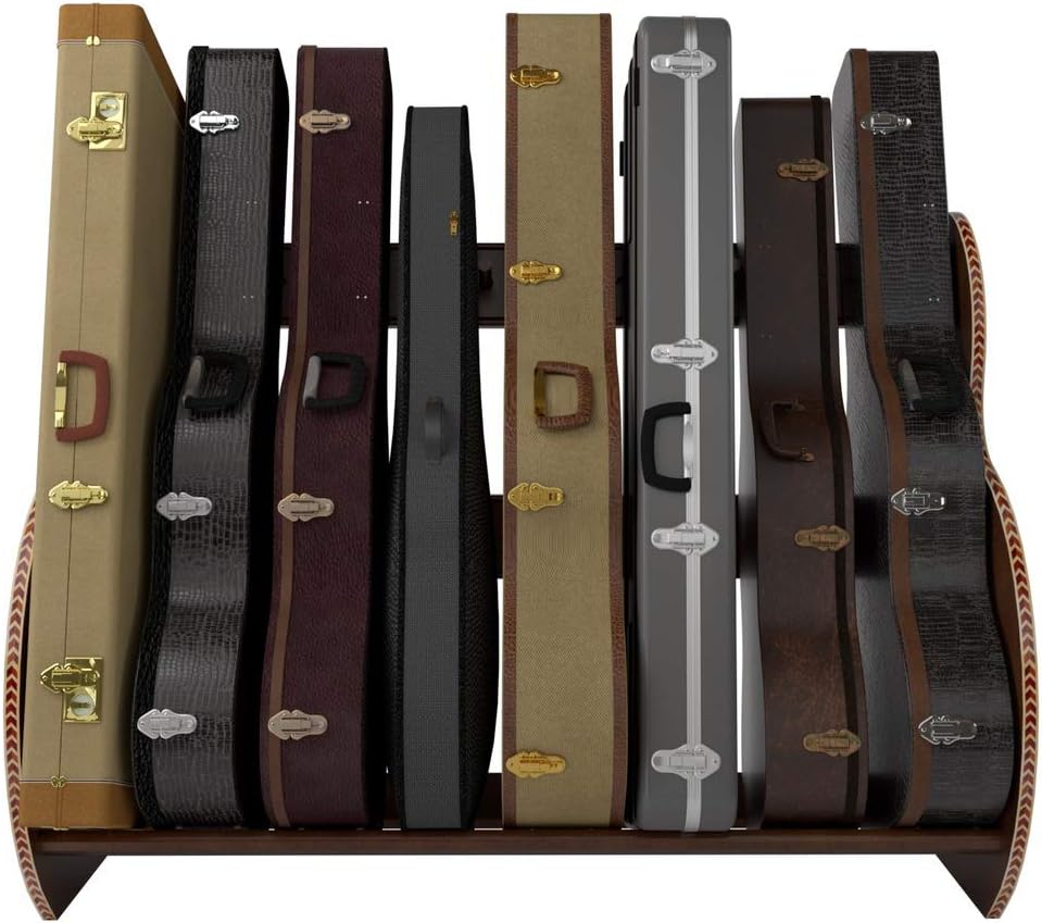 A&S Crafted Products Guitar Case Rack for Acoustics & Electrics - The Studio Deluxe (Grande) | Walnut | Made in U.S.A.