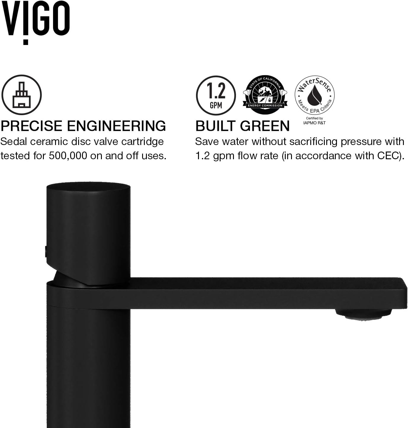 VIGO Halsey Single-Handle Single-Hole Mount Bathroom Sink Faucet, 8-Inch, Matte Black, Modern Design, Solid Brass, 1.2 GPM WaterSense & Ceramic Disc Valve, Corrosion-Resistant