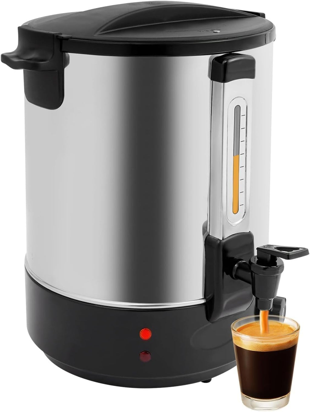 Commercial Coffee Urn, 2800W Stainless Steel Hot Beverage Dispenser with Faucet, Adjustable Temperature 86-230°F, Electric Hot Water Urn for Coffee Tea(Black)
