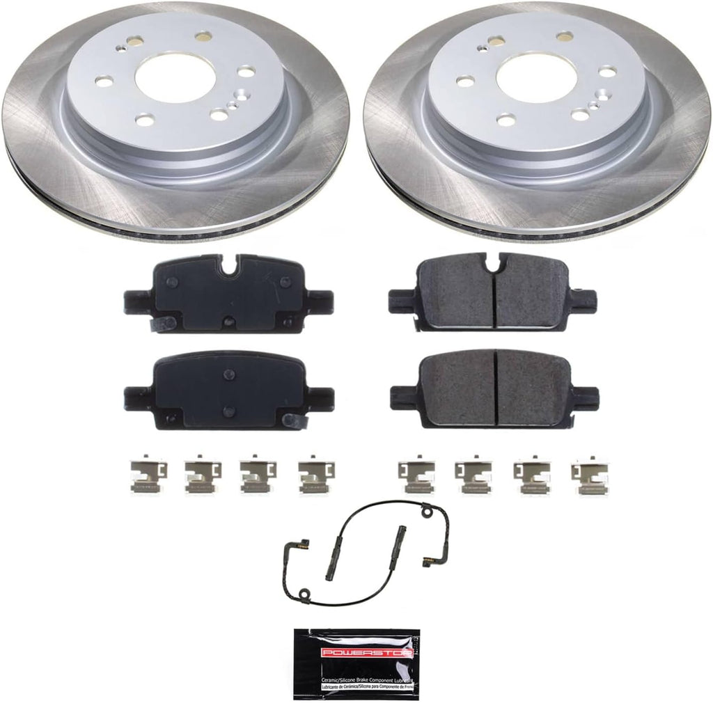 PowerStop Rear Brake Kit for Cadillac Escalade 2021-24 |Escalade ESV 2021-24 |Chevrolet Silverado 1500 2019-24 |Silverado 1500 LTD 2022 - Ceramic Brake Pads + Semi Coated Rotors Replacement, SC8173