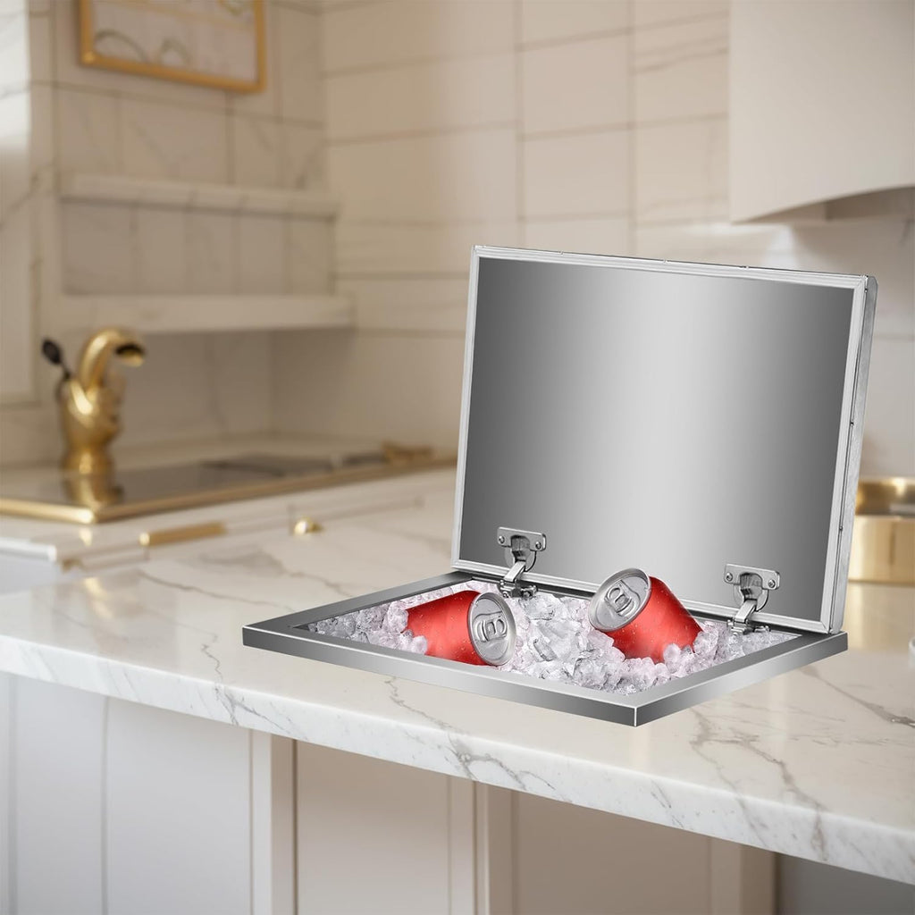 Commercial Stainless Steel Drop-in Ice Bin Chest – Insulated Bar Ice Well for Beverage Service