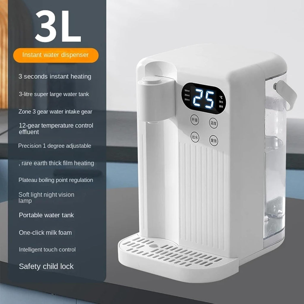 2000W Electric Instant Hot Water Dispenser, Energy Efficient Boiling Kettle with 3L Water Tank, 12 Gear Water Temperature and 8 Gear Water Volume Control, Quick(White)
