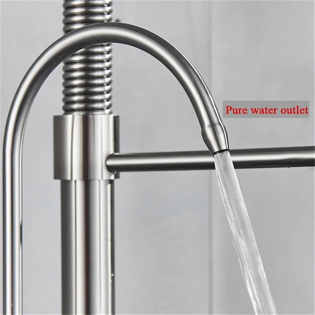 Filtered Faucet Purified Water Faucet for Kitchen Double Handles Single Hole Cold Hot Water Mixer Taps(Brushed Nickel)