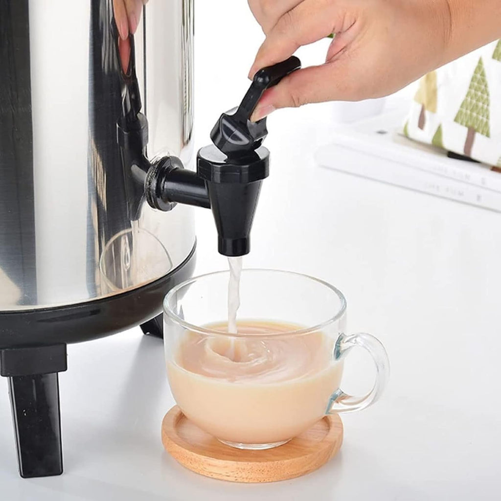 Hot Water Dispenser with Faucet,Stainless Steel Catering Urn, Thermostat Water Boiler 8L/10L/12L, Commercial Coffee Urn Insulated Barrel, Insulated for 10-12 Hour,Black,6L