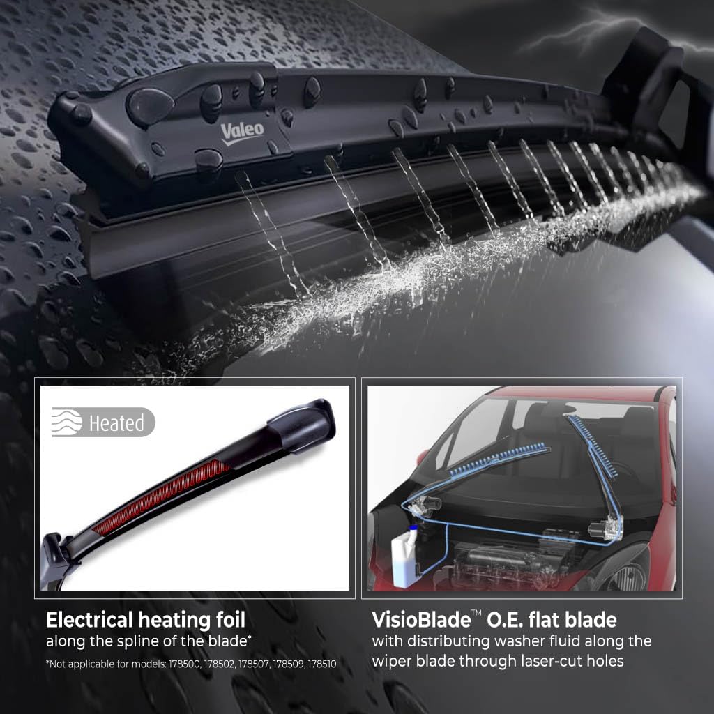 Valeo 178511 Silencio Visioblade Windshield Wiper Blade Set Compatible with Select XC60 Volvo Models, Heated 26/19 inch Pack of 2 Premium OEM Wipers, Replacement Windshield Wipers