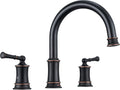Oil Rubbed Bronze Roman Tub Faucet, Antique Bathtub Faucet Set 3 Hole, High Flow Bath Tub Faucet 12-16 inch Widespread, Solid Brass Tub Filler 2 Handle 360° Swivel Spout Rough-in Valve(B2307-ORB)