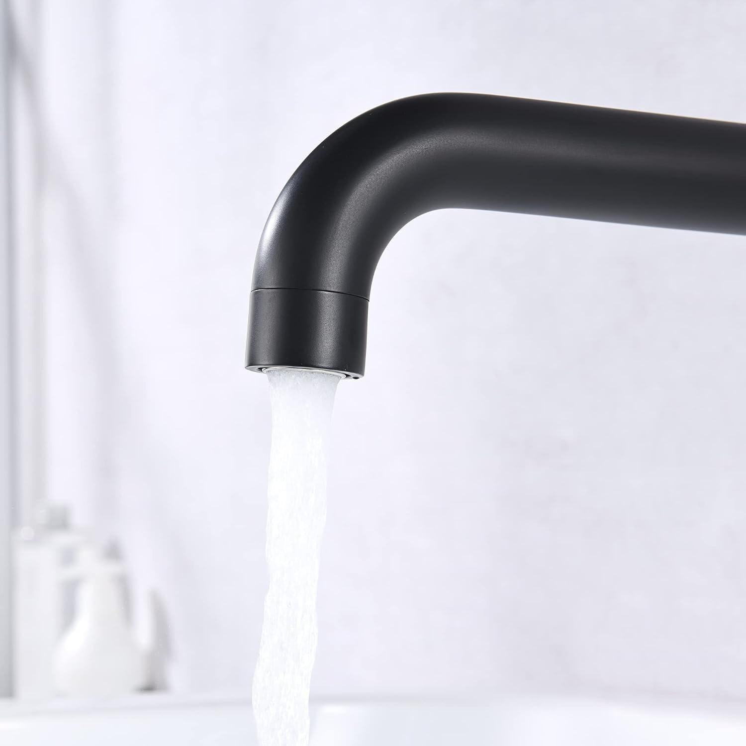 SUMERAIN Wall Mount Tub Filler Matte Black Bathtub Faucet High Flow Two Cross Handles with Rough in Valve, Extra Long Spout