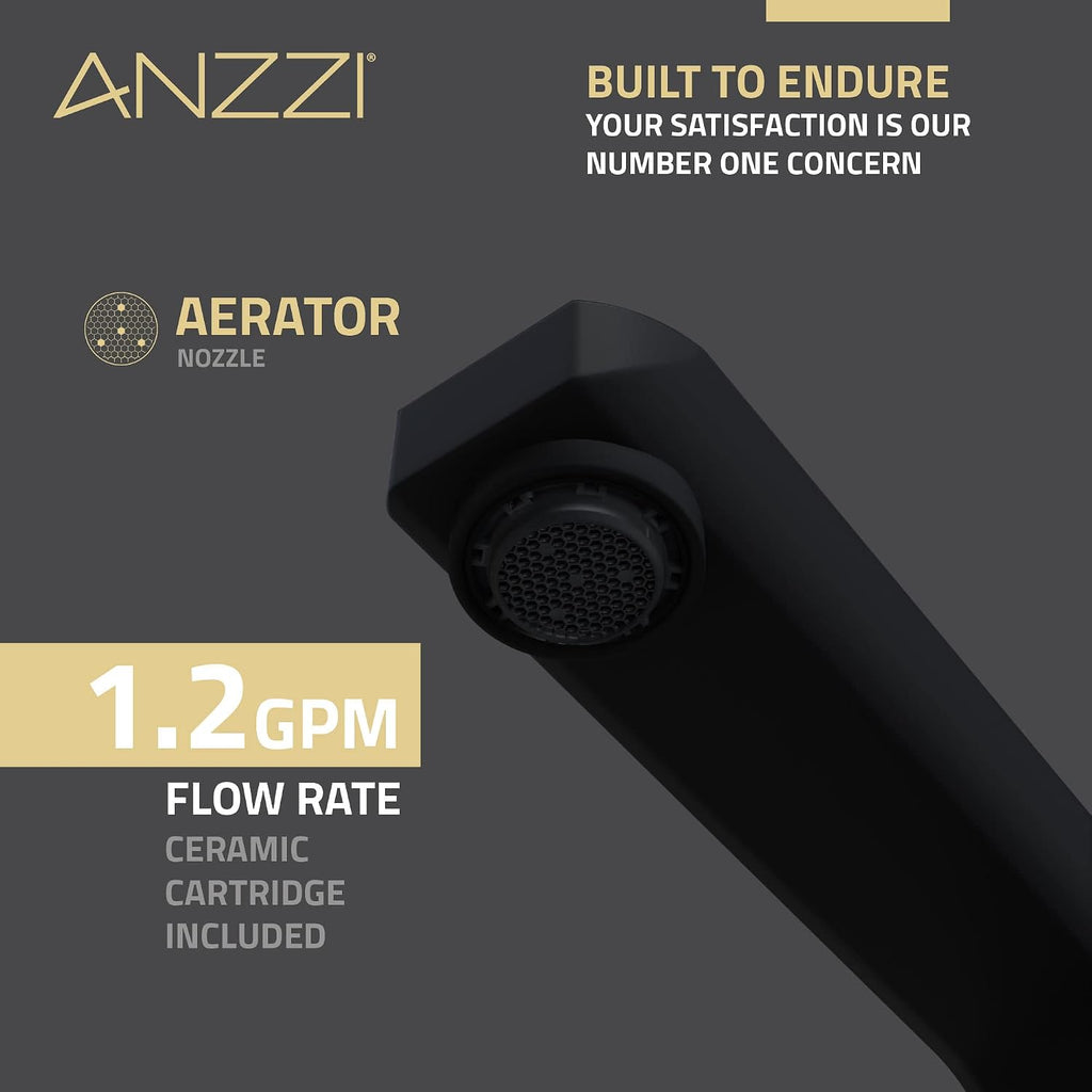 ANZZI Bathroom Faucet, Two Handle for Sink 3 Hole, Three Hole Bathroom Sink Faucet, RV Faucet, Vanity Faucet, Two Tone 8in Widespread Faucet, Matte Black & Chrome Faucet and Pop-up Drain (L-AZ902MB-C)