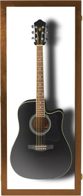 PENNZONI Acoustic Guitar Display Case - Acrylic Acoustic Guitar Case - Guitar Display Case Wall Mount Made from Hardwood Frame & Clear Acrylic - Walnut w/Felt White