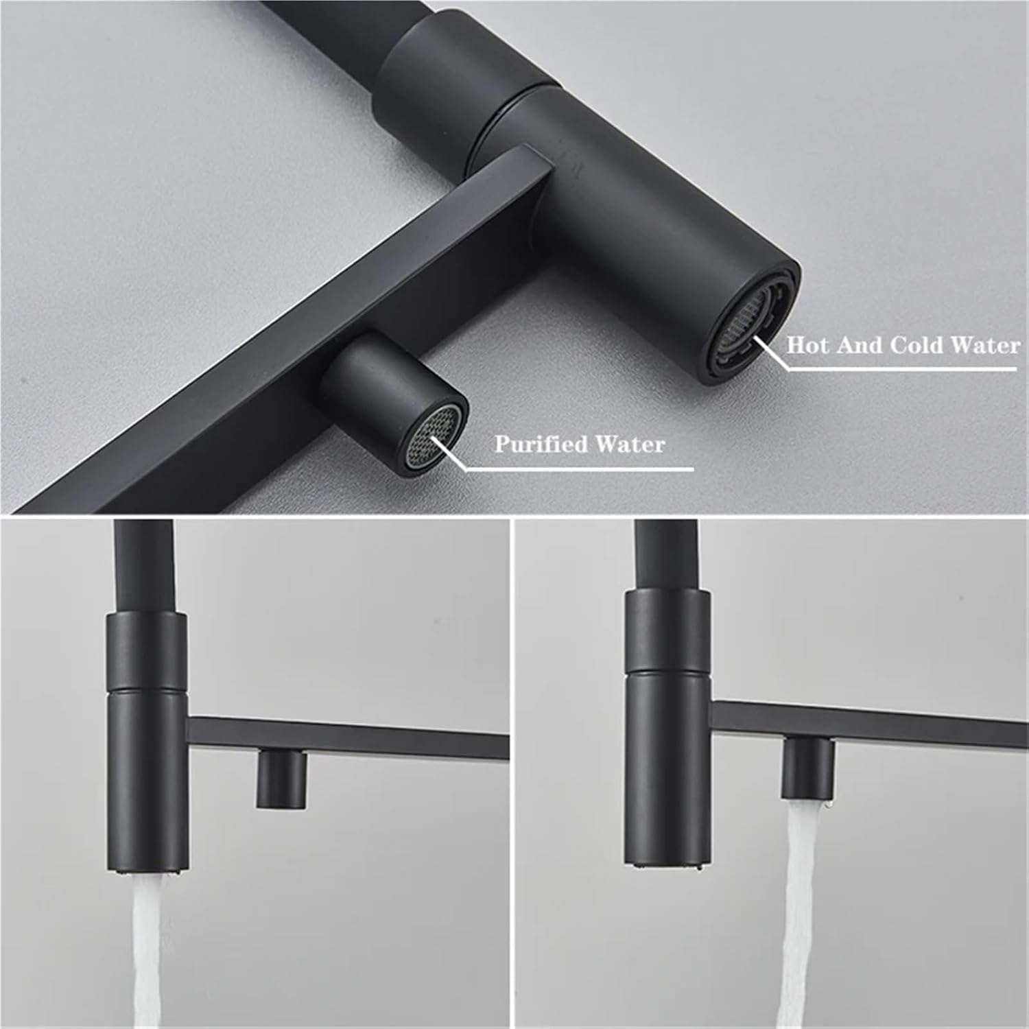 Filtered Kitchen Faucet Pull Out Spray Kitchen Purified 360 Rotation 3 Ways Sink Drink Water Faucet(Brushed Gold)