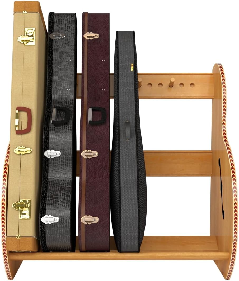 A&S Crafted Products Guitar Case Rack for Electrics & Acoustics - The Studio Deluxe (Regular) | Red Oak | Made in U.S.A.