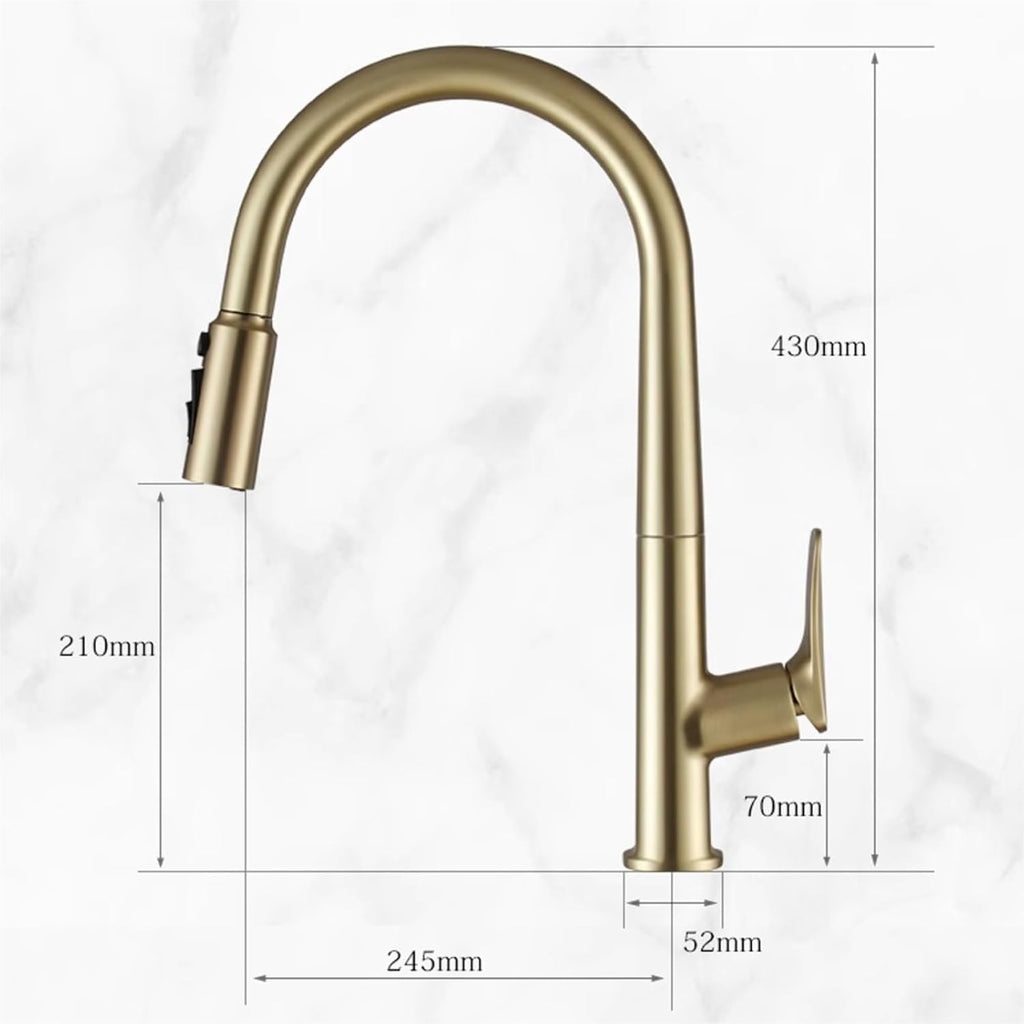 All Copper Kitchen 3-in-1 Hot and Cold Faucet Sink Sink Pull-Out Anti-Splash 2-Point Water Purifier Faucet(Brushed Gold)