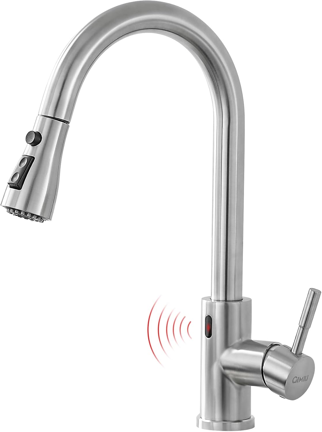 GIMILI Touchless Kitchen Faucet with Pull Down Sprayer Motion Sensor Hands-Free Smart Activated Brushed Nickel Sink Faucets