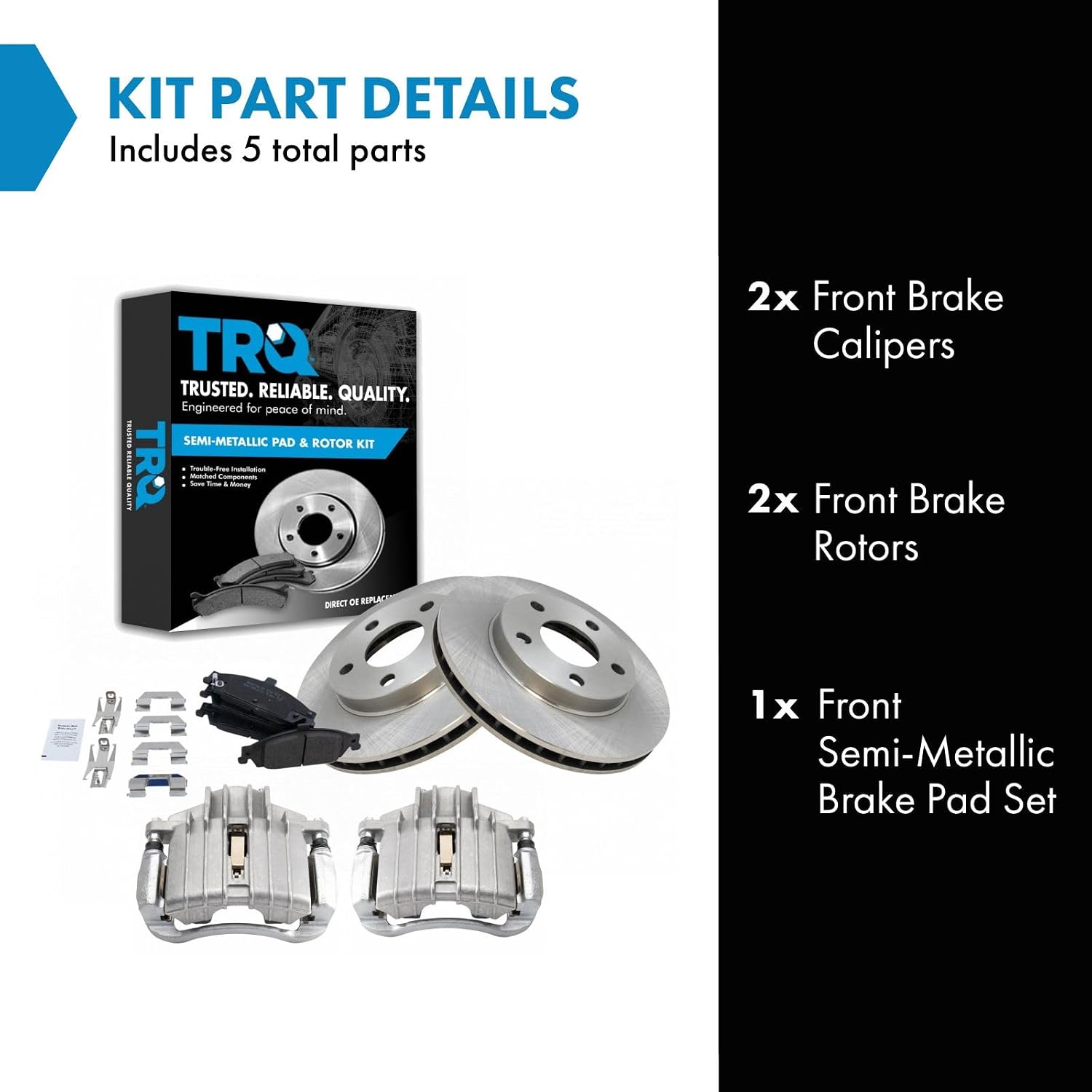 TRQ Front Brake Pad and Rotor Set Semi Metallic Vented Calipers Compatible with 1999-2005 Pontiac Grand Am 1997-2003 Chevrolet Malibu 2004-2005 Classic 1999-2004 Oldsmobile Alero 1997-1999 Cutlass
