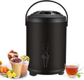 Urn Boiler Hot and Cold Water Dispenser Stainless Steel Tea Hot Water Bottle with Faucet Portable Handle Large Capacity Sealing for Catering Office Hotels Party (Color : Black, Size : 10L)