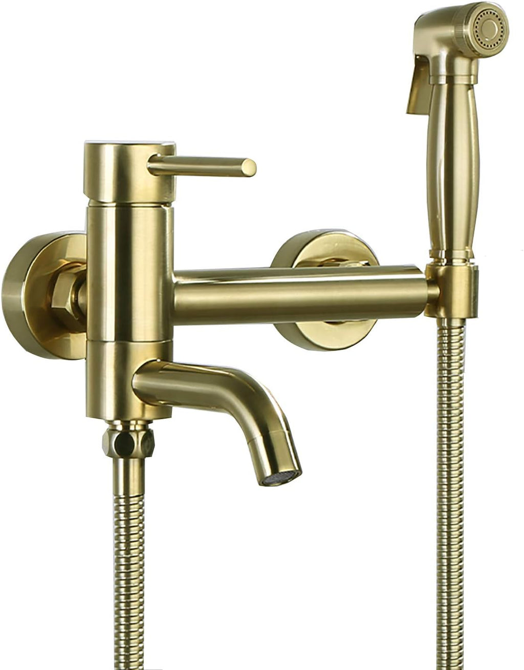 Wall Mounted Handheld Bidet Sprayer for Toilet, Brass Bathroom Cloth Diaper Set with Cold and Hot Water, Brushed Gold Kit for Personal Hygiene,Type b(Type B)