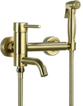 Wall Mounted Handheld Bidet Sprayer for Toilet, Brass Bathroom Cloth Diaper Set with Cold and Hot Water, Brushed Gold Kit for Personal Hygiene,Type b(Type B)