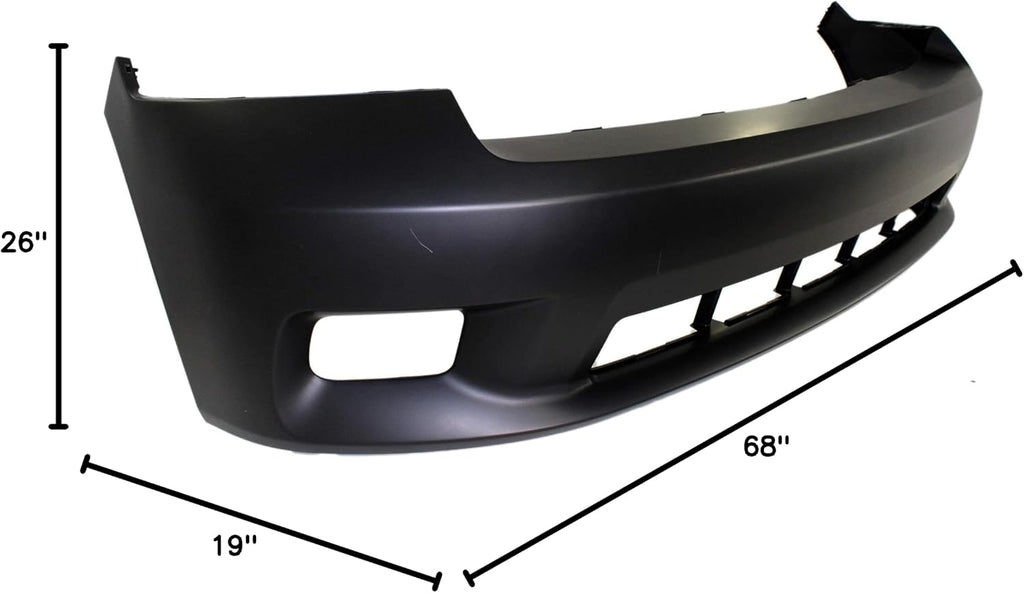 Garage-Pro Front Bumper Cover Fascia, Primed Plastic For 2009-2012 Dodge RAM 1500, Front Bumper Replacement, Sport Package, Fog Lamps