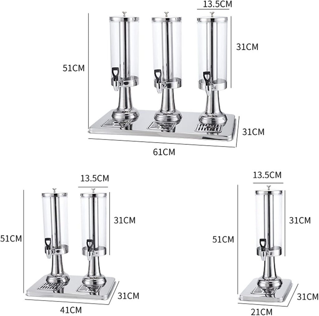 Drink Dispenser, Commercial, Transparent, Beverage Dispenser with Tap, Self-Service Restaurant Juice Dispenser,Gold plated-3Lx3(Gold Plated 3L)