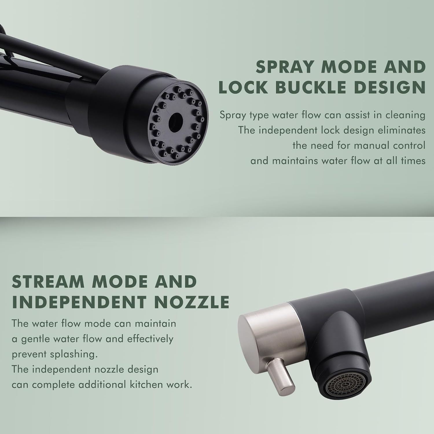 GIMILI Kitchen Faucet with Pull Down Sprayer Brushed Nickel and Matte Black Commercial Kitchen Faucet Double-Headed Single Handle Spring Stainless Steel Kitchen Sink Faucet