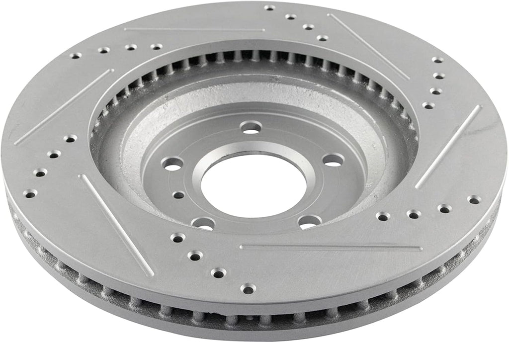 TRQ Performance Front Brake Pad & Rotor Kit Ceramic Premium G-Coated Slotted X Drilled Compatible with 2008-2009 Buick LaCrosse