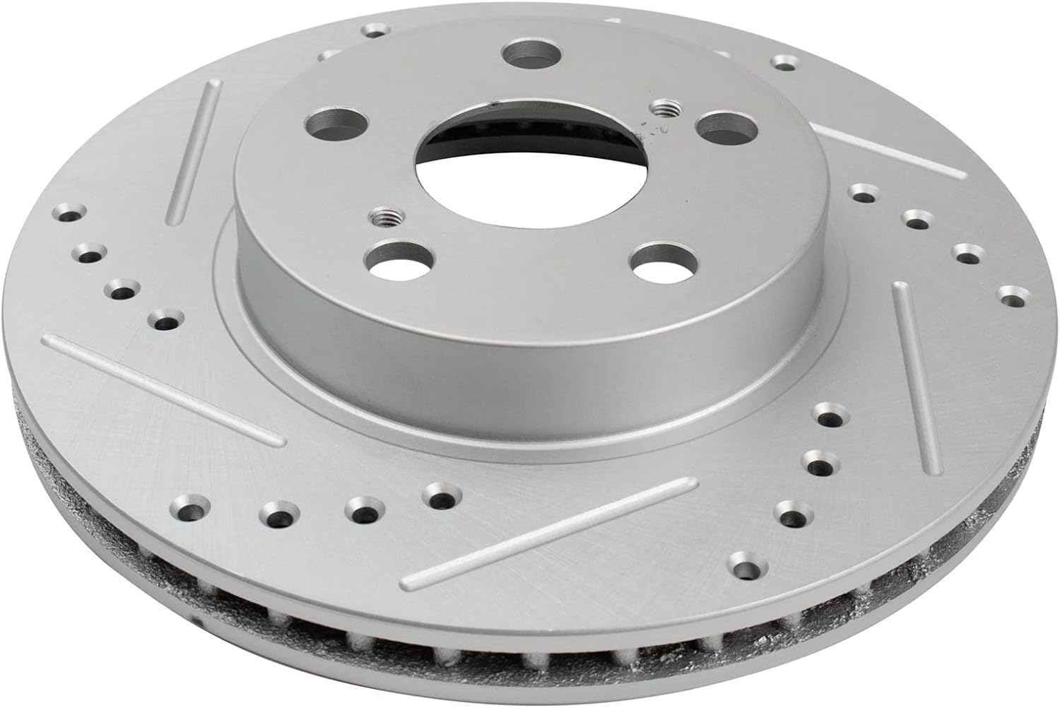 TRQ Performance Front Brake Pad and Rotor Set Ceramic Drilled Slotted Coated Rotors Compatible with 2004-2009 Toyota Prius