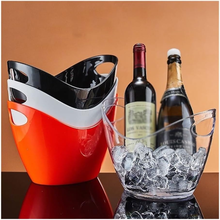 Ice Bucket, ﻿Acrylic Ice BucketLarge Capacity Champagne BucketBar Ice Pellet BucketFilled Ice Bucket Ice Buckets for Parties(Black)