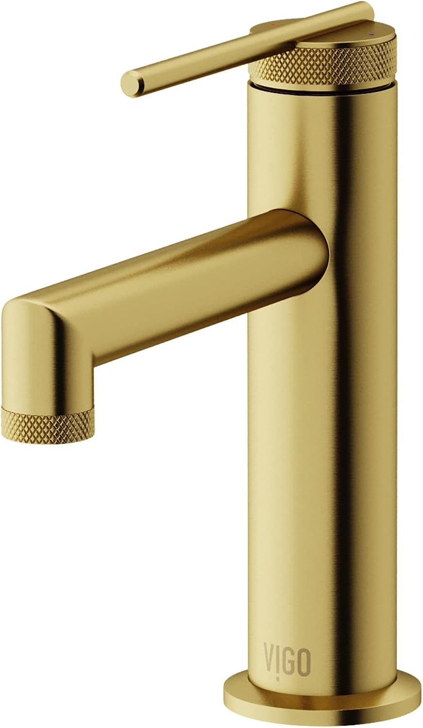VIGO Sterling Single-Handle Single-Hole Mount Bathroom Sink Faucet, 7-Inch, Matte Brushed Gold, Modern Design, Solid Brass, 1.2 GPM WaterSense & Ceramic Disc Valve, Corrosion-Resistant