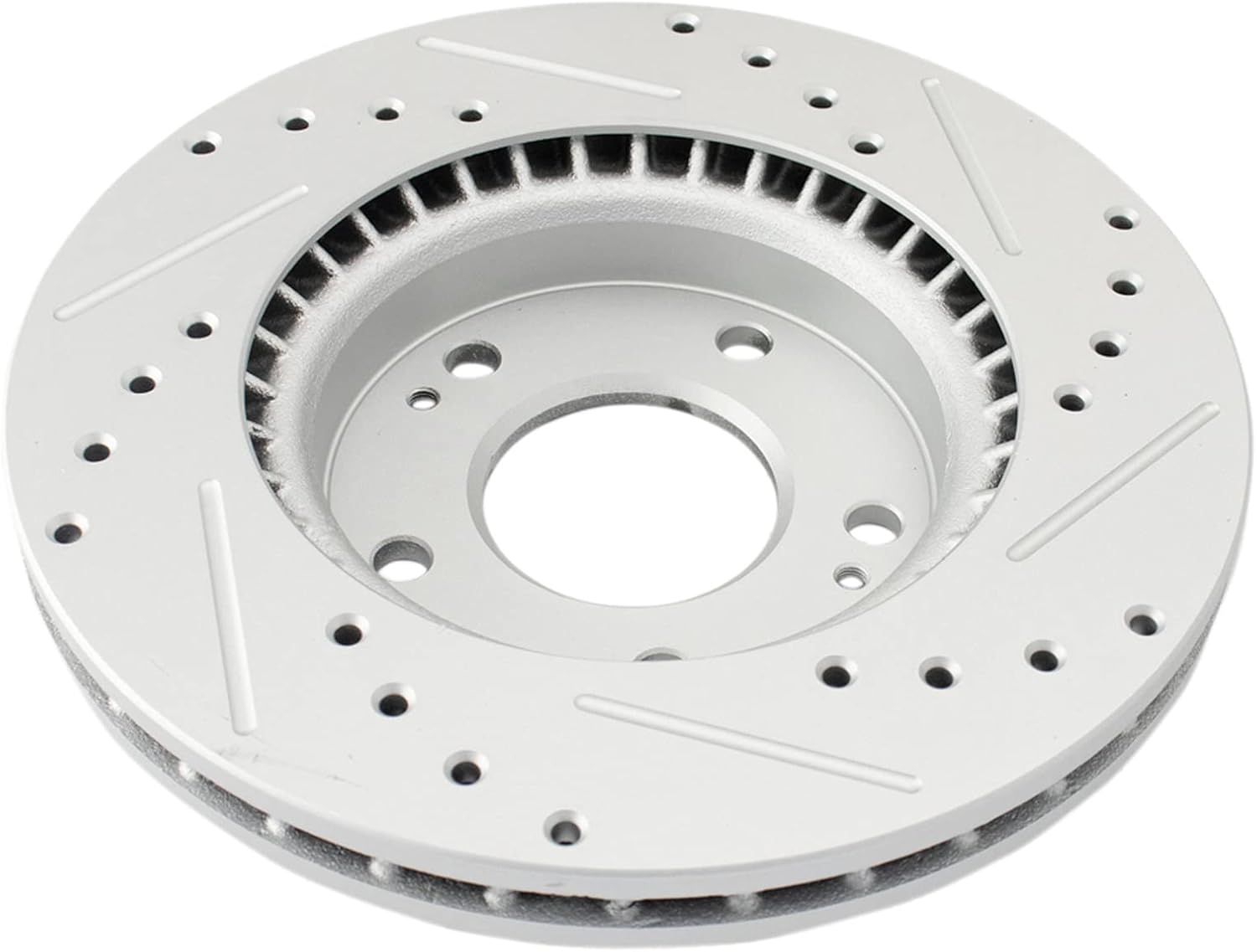 TRQ Performance Front Brake Pad and Rotor Set Ceramic Drilled Slotted G Coated Vented Rotors Compatible with 2007-2010 Hyundai Elantra