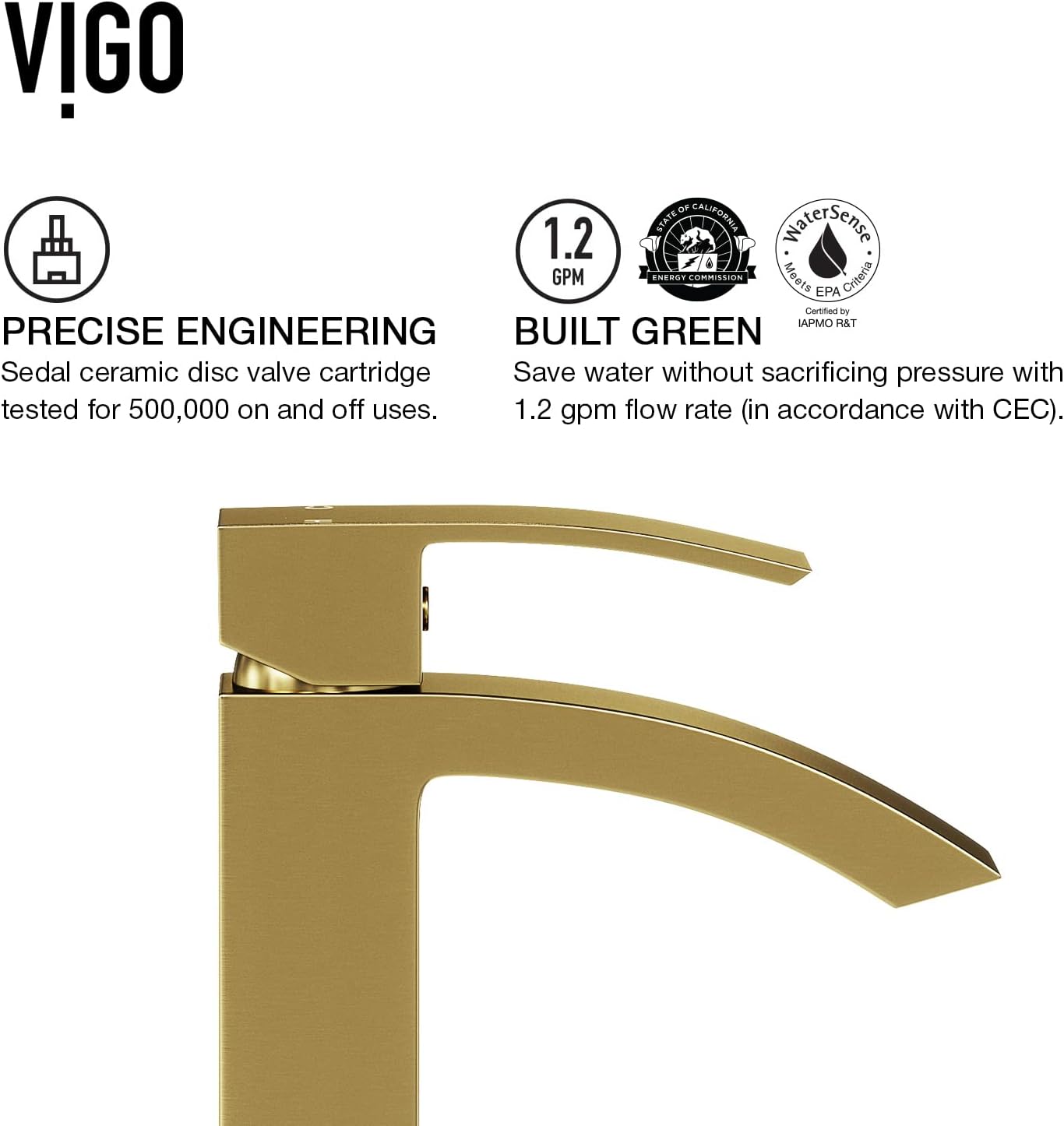 VIGO Duris Waterfall Single-Handle Single-Hole Mount Vessel Bathroom Sink Faucet, 12-Inch, Matte Brushed Gold, Modern Design, Solid Brass, 1.2 GPM WaterSense & Ceramic Disc Valve, Corrosion-Resistant