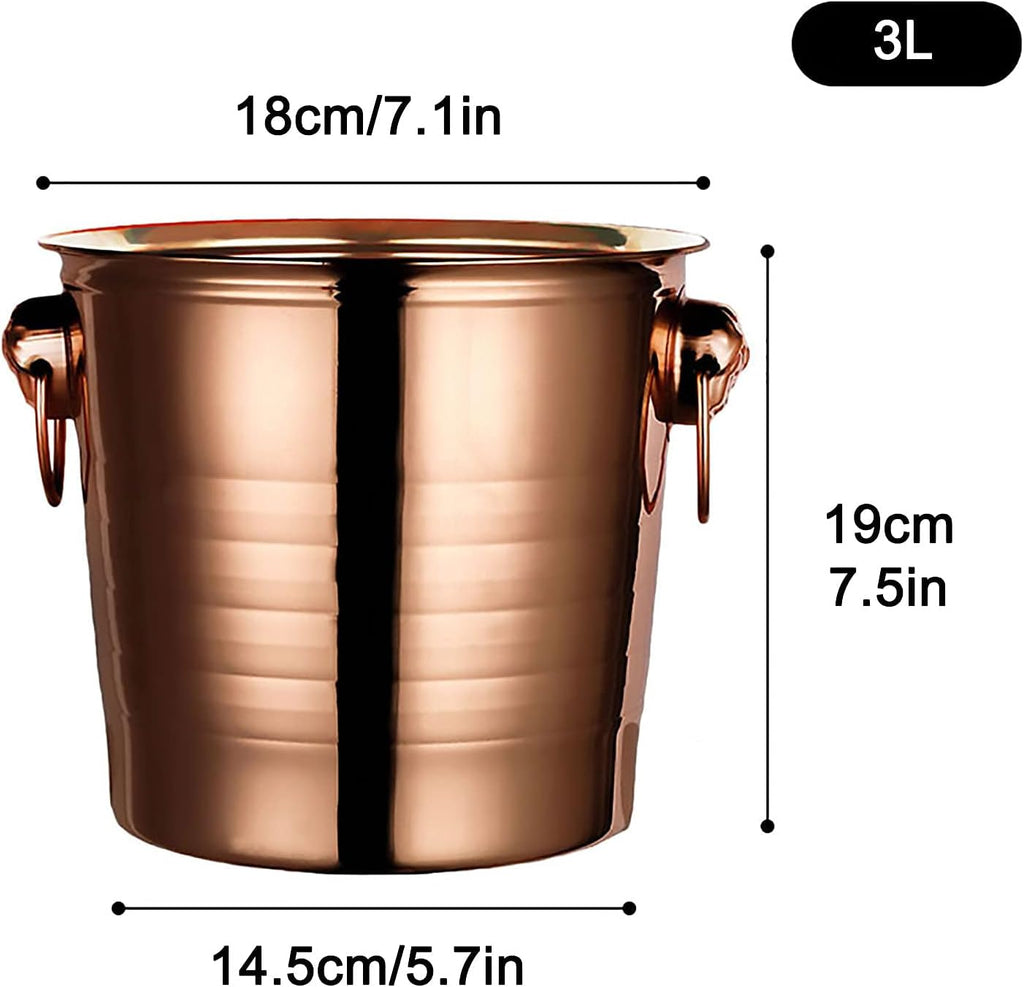 Stainless Steel Bar Ice Bucket Set, Included Tongs Great for Home Bar, Chilling Beer, Champagne and Wine