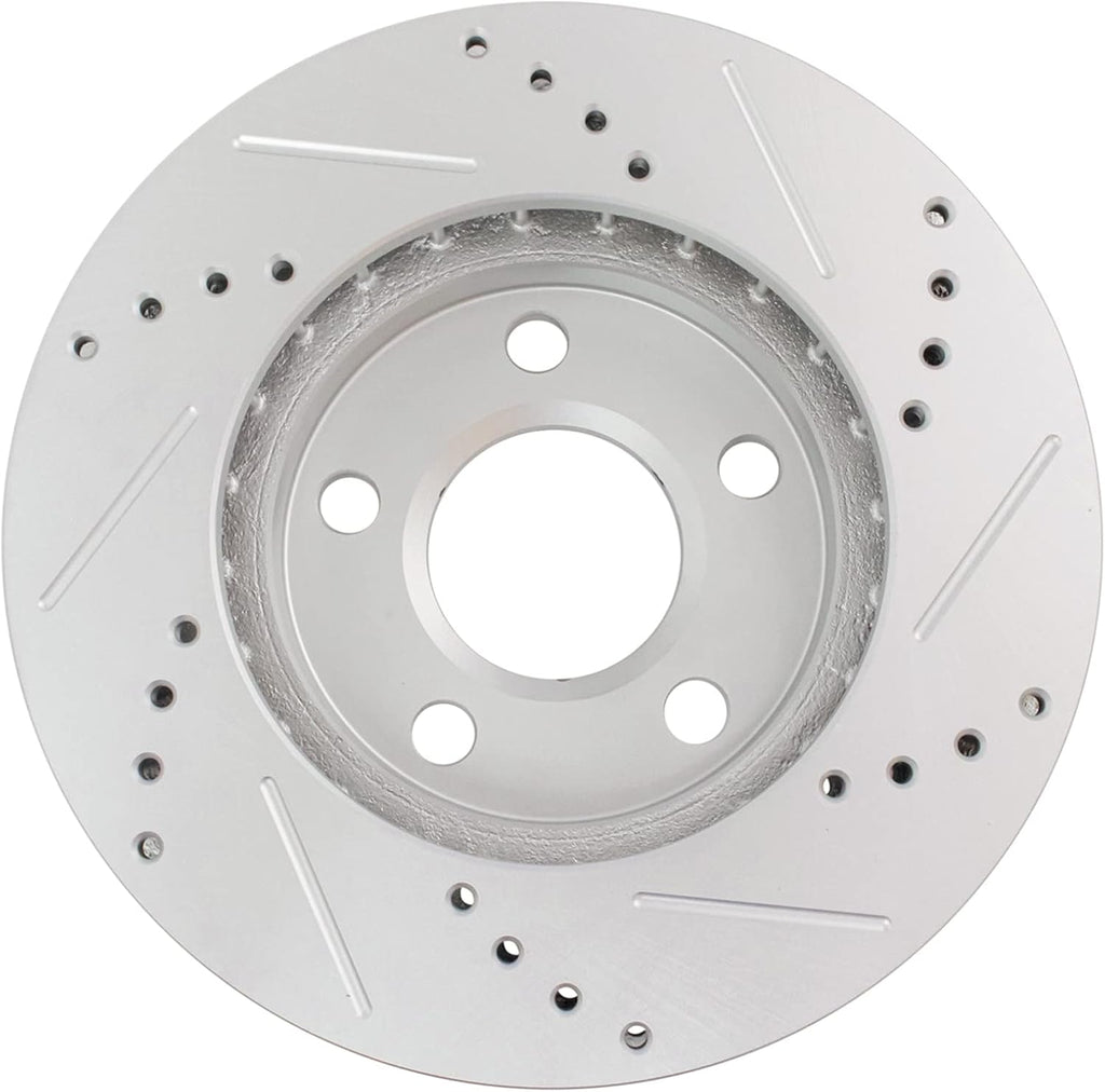 TRQ Performance Front Brake Pad and Rotor Set Ceramic Drilled Slotted G Coated Compatible with 1998-1999 Buick LeSabre Oldsmobile 88 LSS Regency Pontiac Bonneville