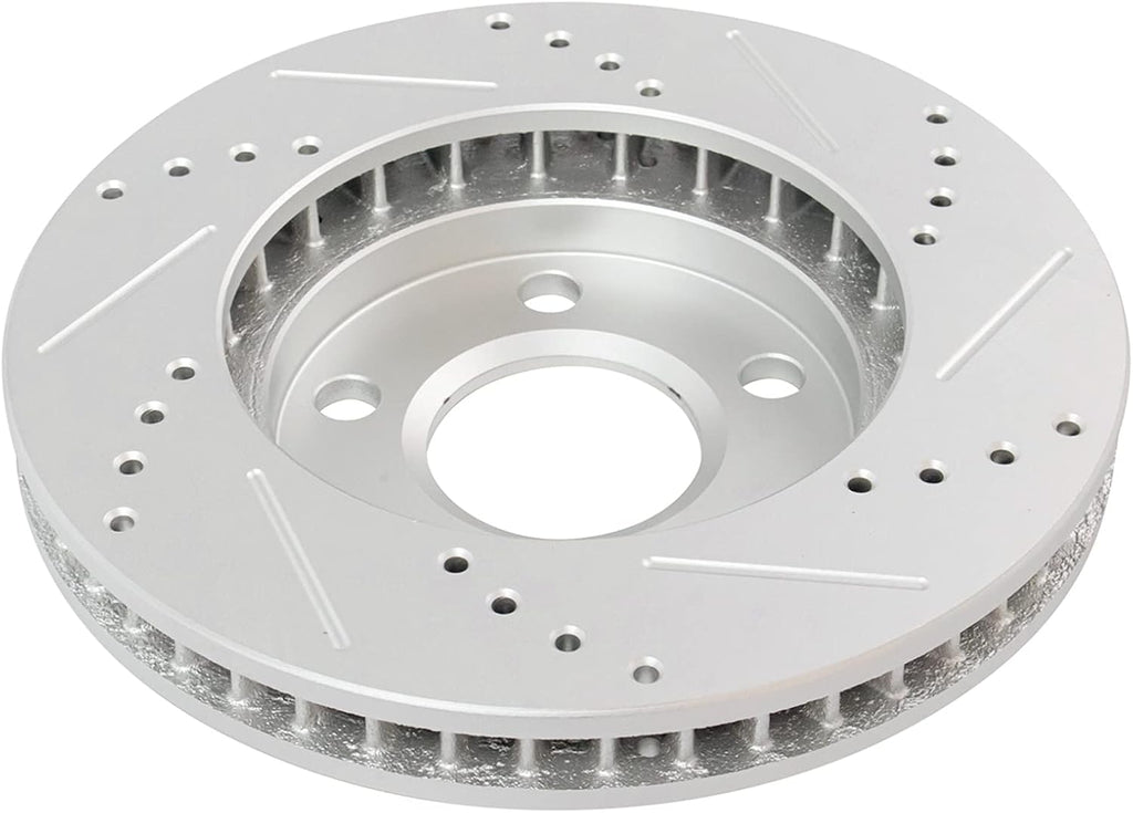 TRQ Performance Front Brake Pad and Rotor Set Ceramic Drilled Slotted G Coated Compatible with 1998-1999 Buick LeSabre Oldsmobile 88 LSS Regency Pontiac Bonneville