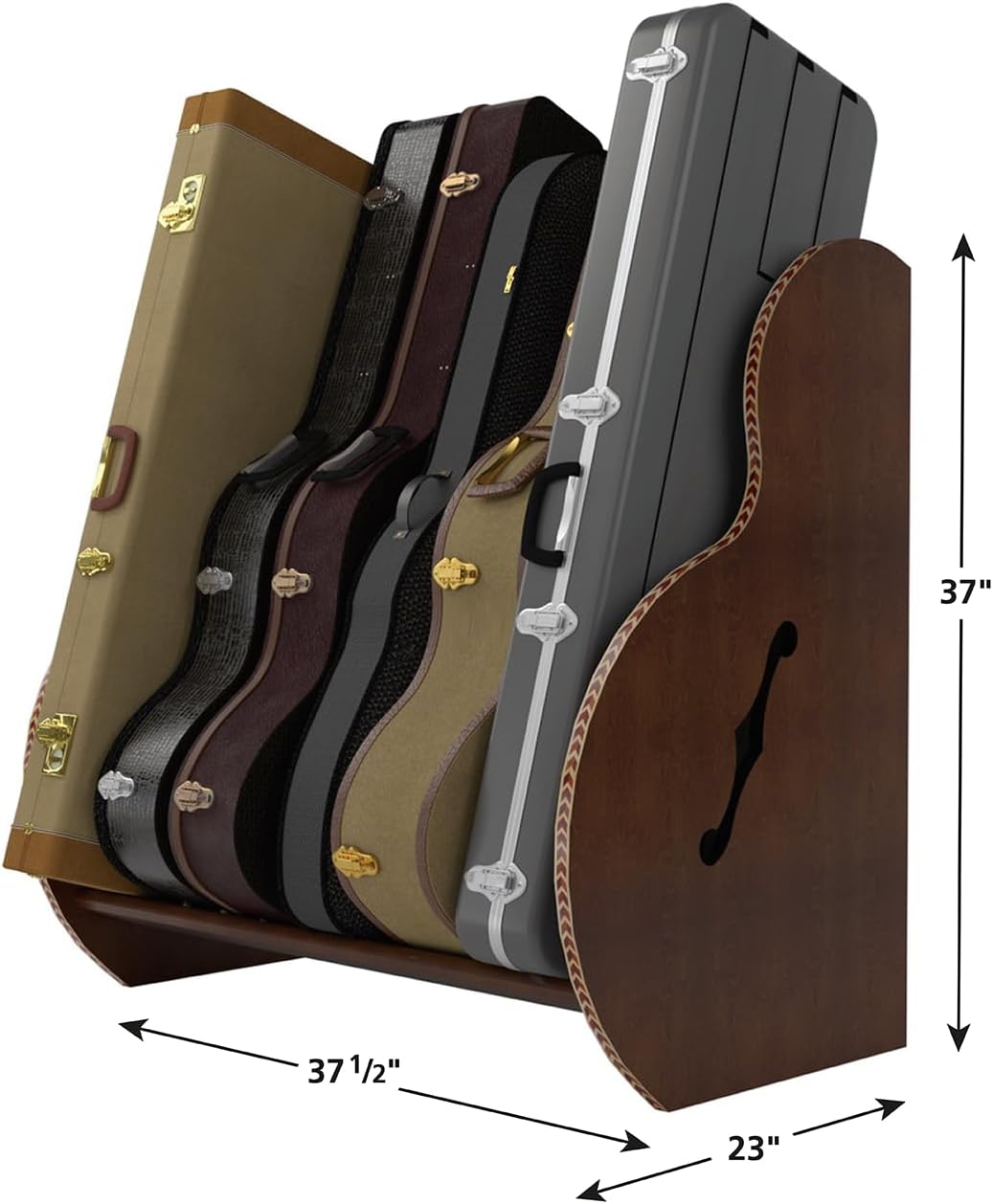 A&S Crafted Products Guitar Case Rack for Acoustics & Electrics - The Studio Deluxe (Regular) | Walnut | Made in U.S.A.