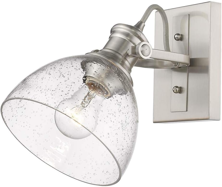 Golden Lighting 3118-BA1 PW-SD Hines Vanity Light, Pewter with Seeded Glass