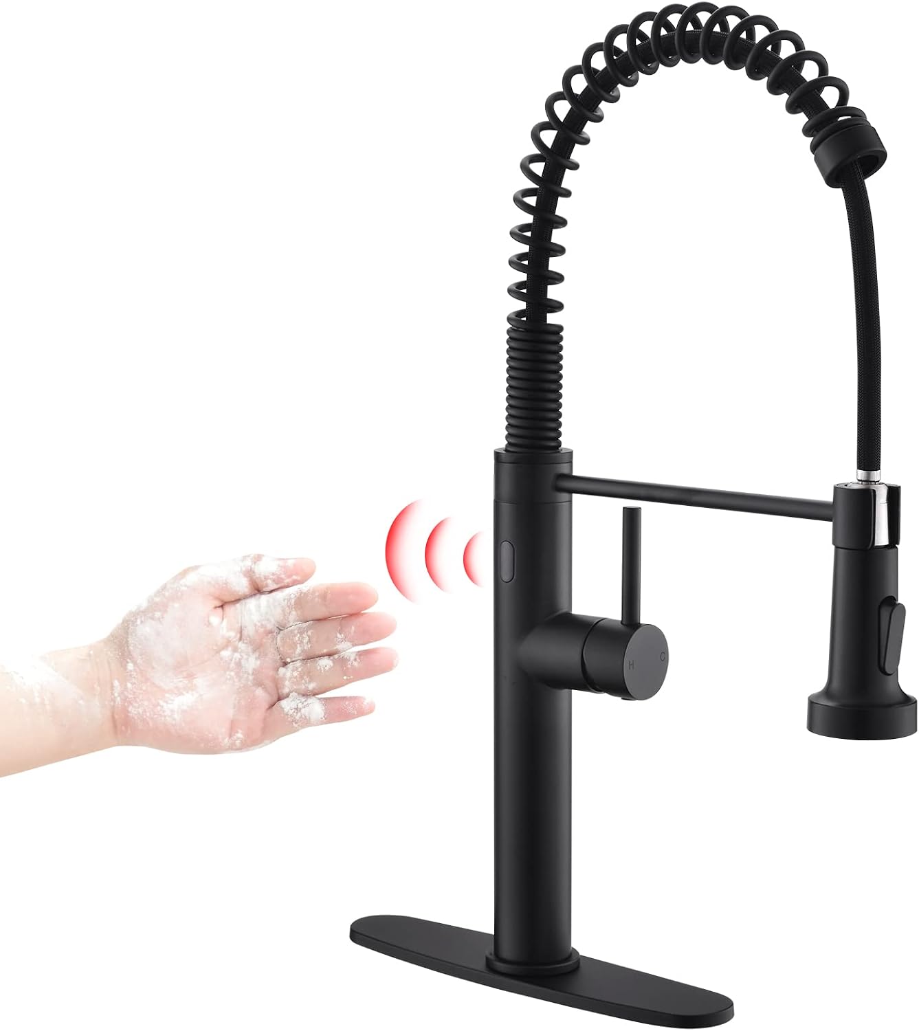 Fapully Black Kitchen Faucet with Pull Down Sprayer,Touchless Motion Sensor Single Handle Faucet for Kitchen Sink