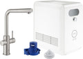 GROHE 31608DC2 Blue Single-Handle Pull-Out Kitchen Faucet Single Spray with Chilled & Sparkling Water, 1.75 GPM, Supersteel