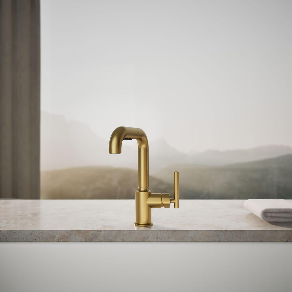 KOHLER Purist Single-hole Kitchen Sink Faucet With 7-in Pull-out Spout
