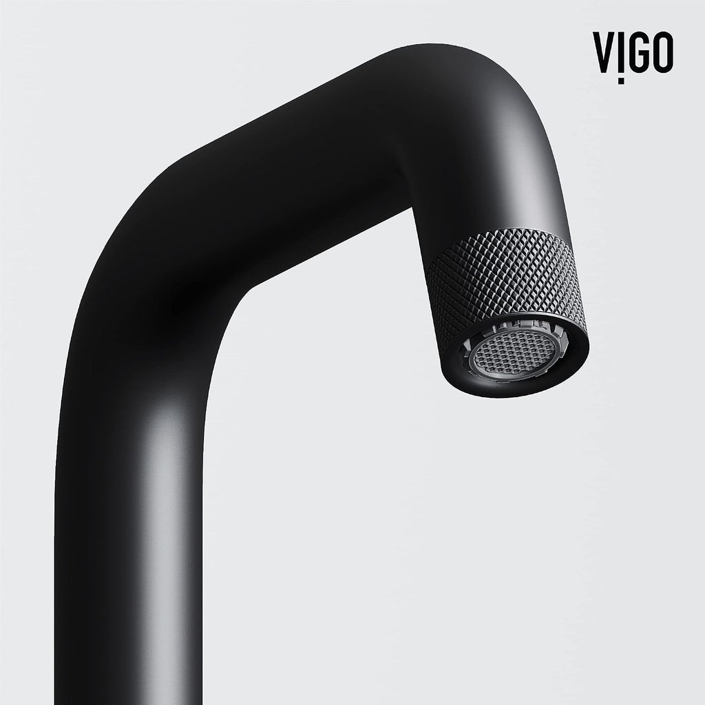 VIGO Cass Single-Handle Single-Hole Mount Bathroom Sink Faucet, 9-Inch, Matte Black, Modern Design, Solid Brass, 1.2 GPM WaterSense & Ceramic Disc Valve, Corrosion-Resistant